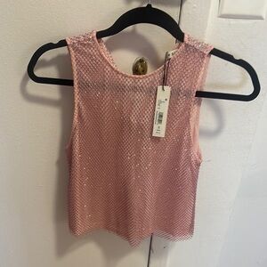 Alice + Olivia Sparkling Pink Mesh Tank Top